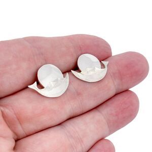 Vintage Sterling Silver 925 Whale and Sun Stud Earrings